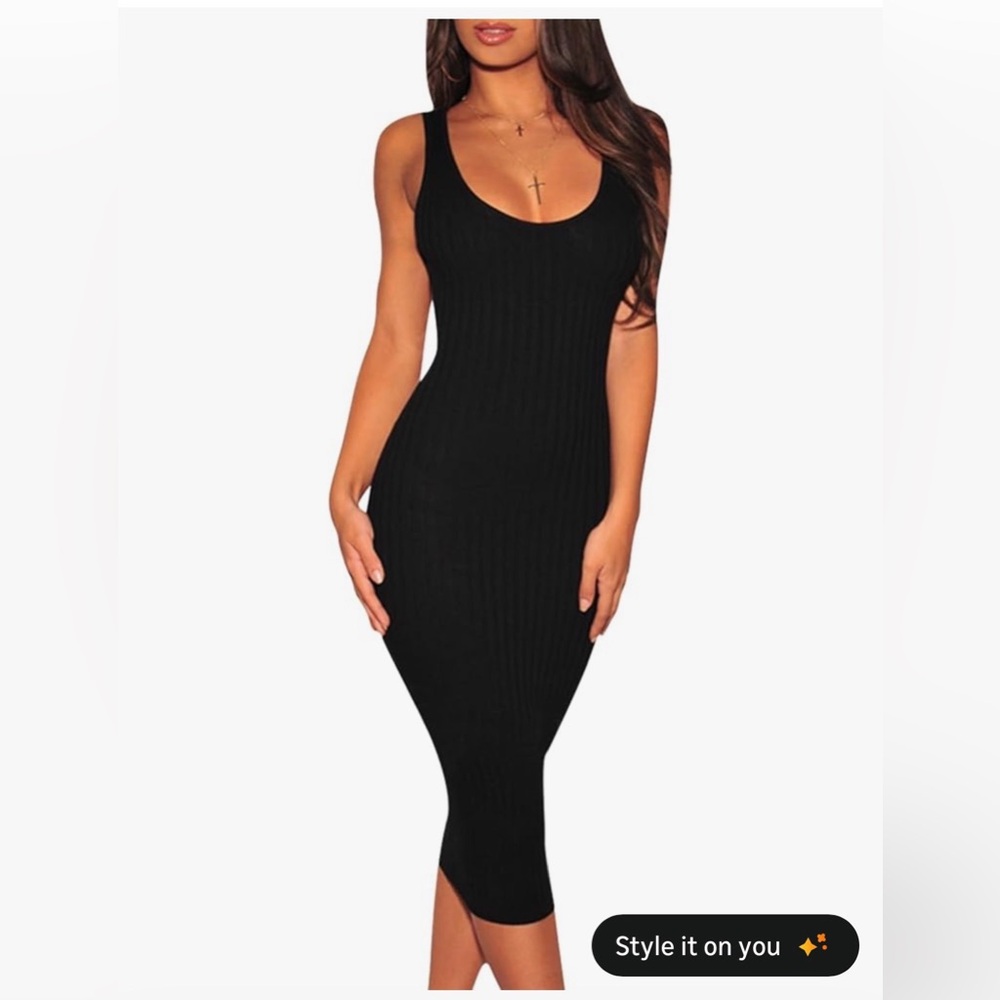 Black Sleeveless Midi Dress